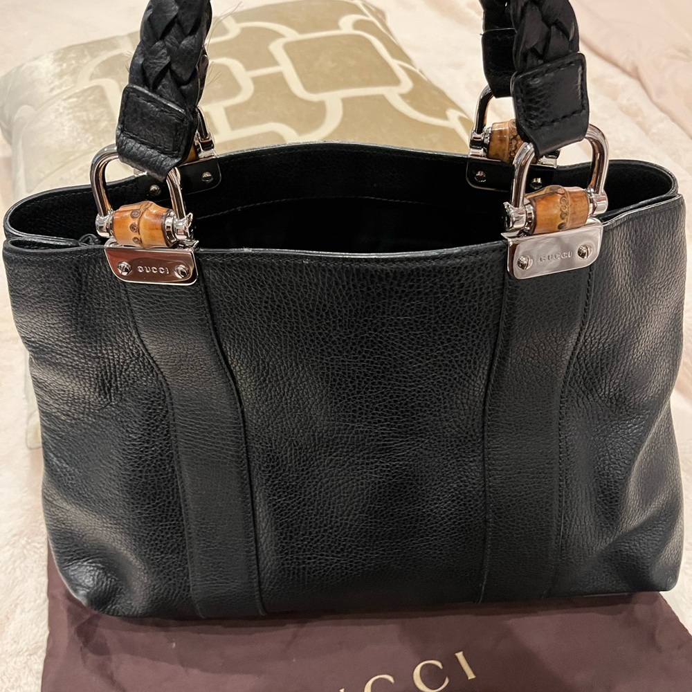 🎁GIFT a Gucci Black Bamboo Libeccio Tote Bag
